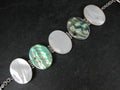 Vintage Sterling Silver Mother of Pearl and Abalone Toggle Bracelet, 8"