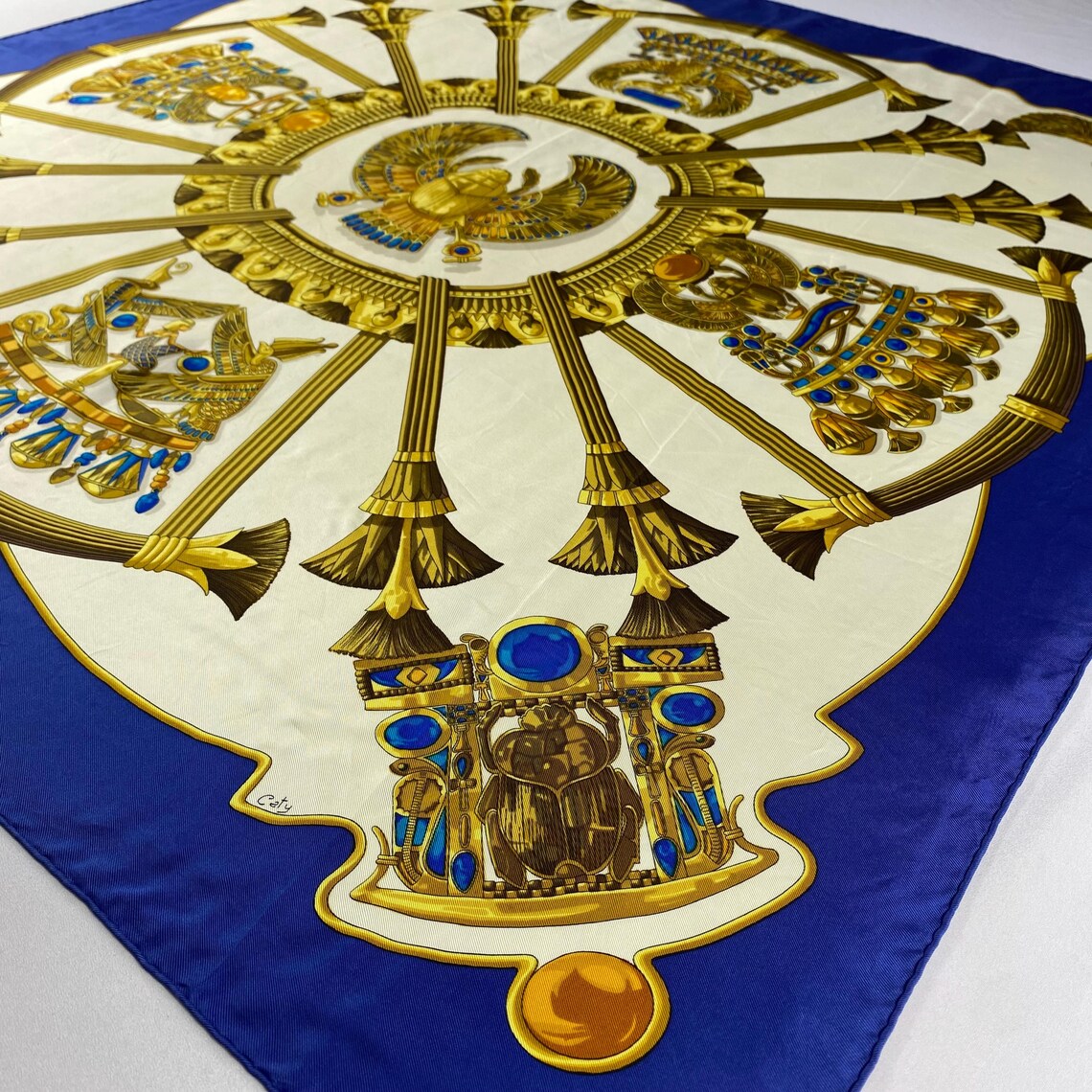 Vintage Hermès “Scarabées et Pectoraux” Silk Scarf
