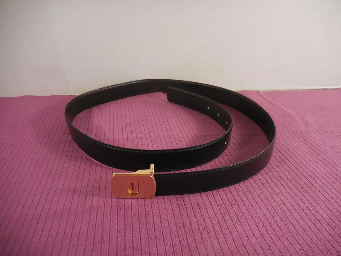Yves Saint Laurent Reversible Black/Brown Leather Belt — Men's