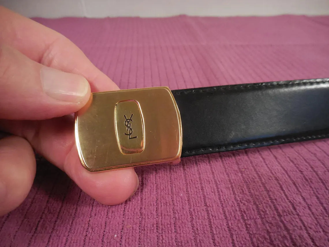 Yves Saint Laurent Reversible Black/Brown Leather Belt — Men's