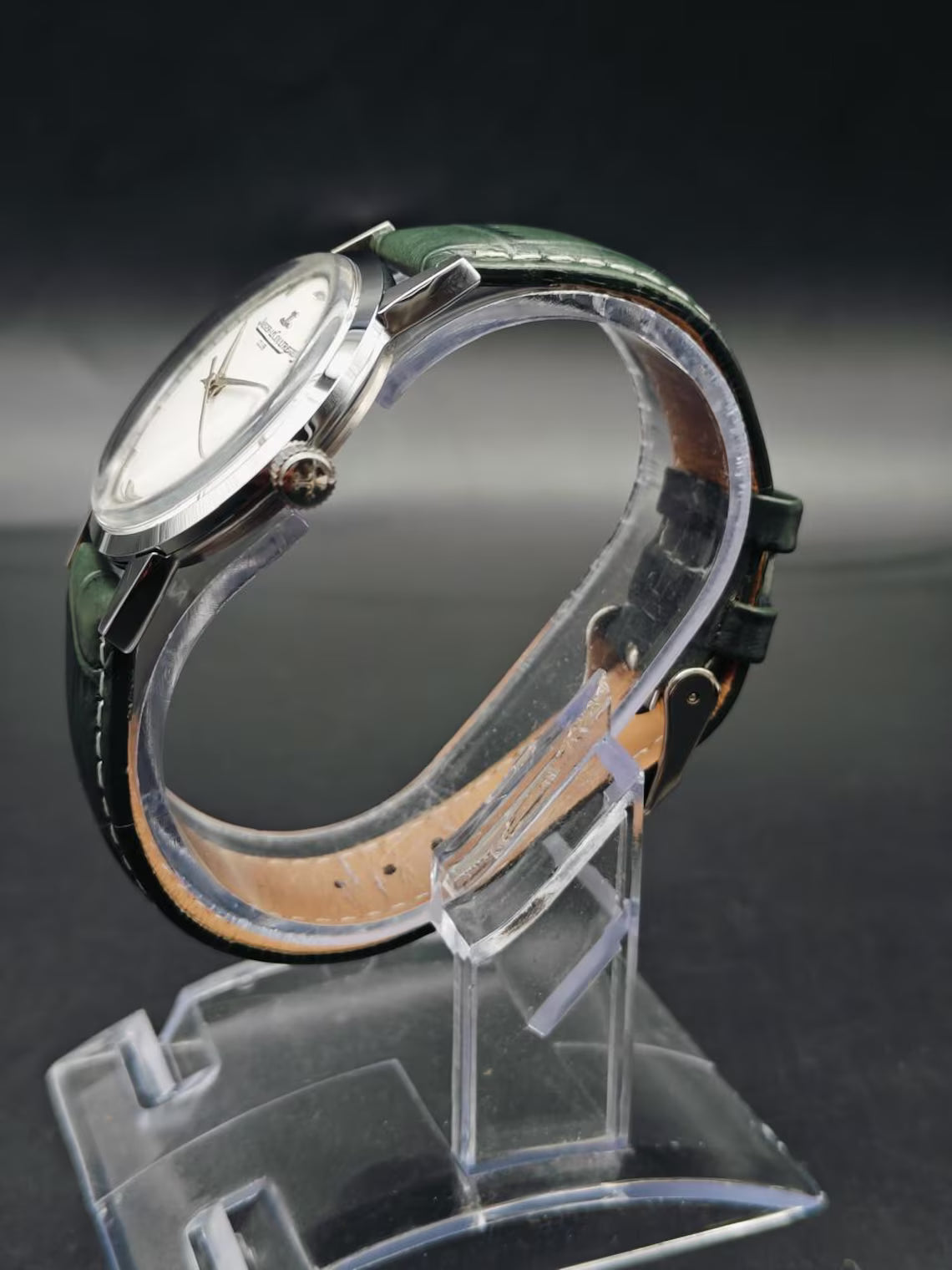 Vintage 1970s Jaeger LeCoultre Club — White Dial, Manual Wind, Green Leather Band