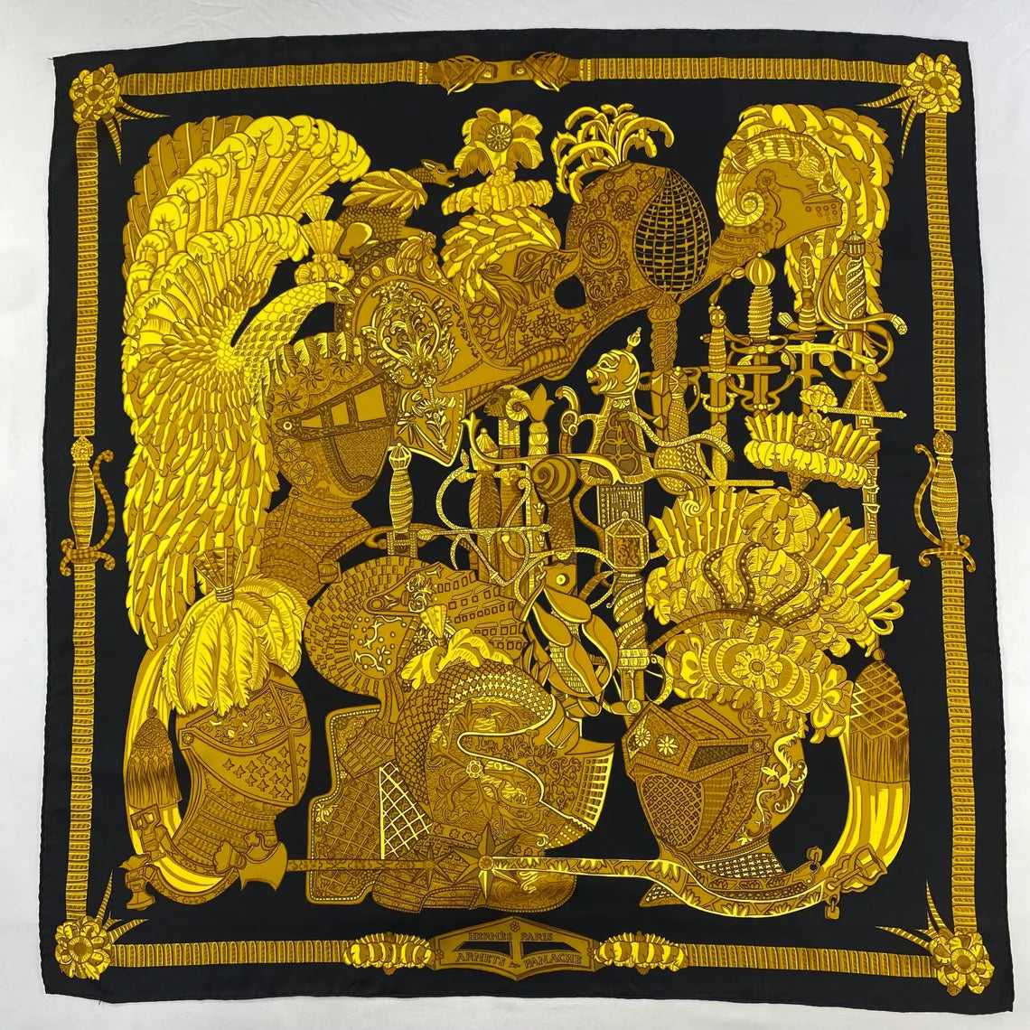 Vintage Hermès “Armets et Panaches” Silk Scarf