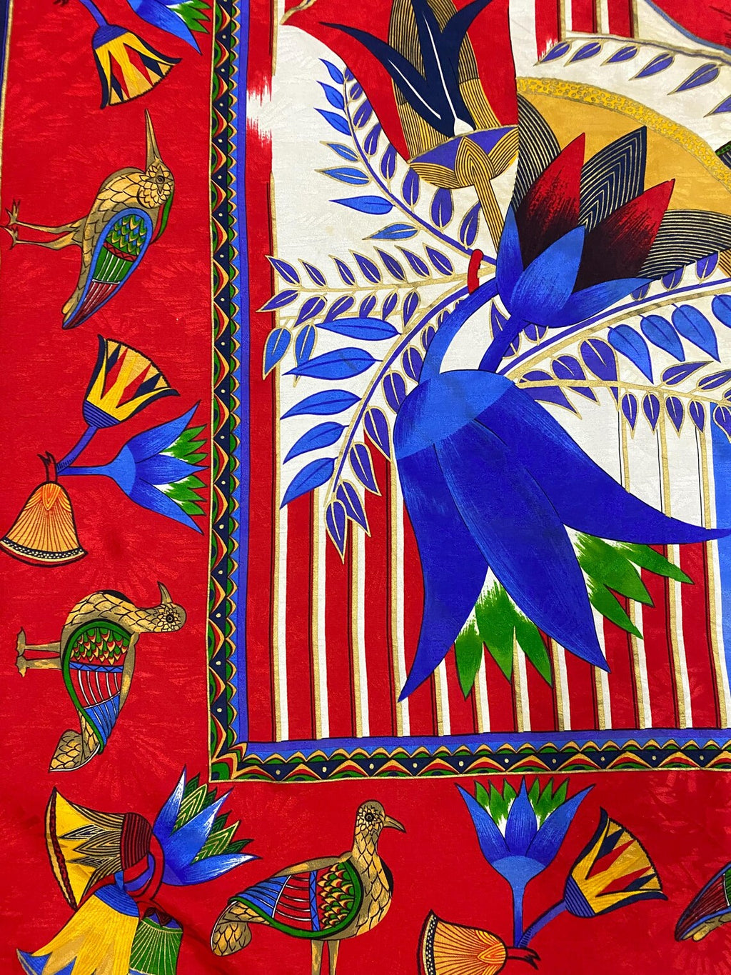 Vintage Lanvin Jacquard Animal Silk Scarf — Red
