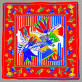 Vintage Lanvin Jacquard Animal Silk Scarf — Red