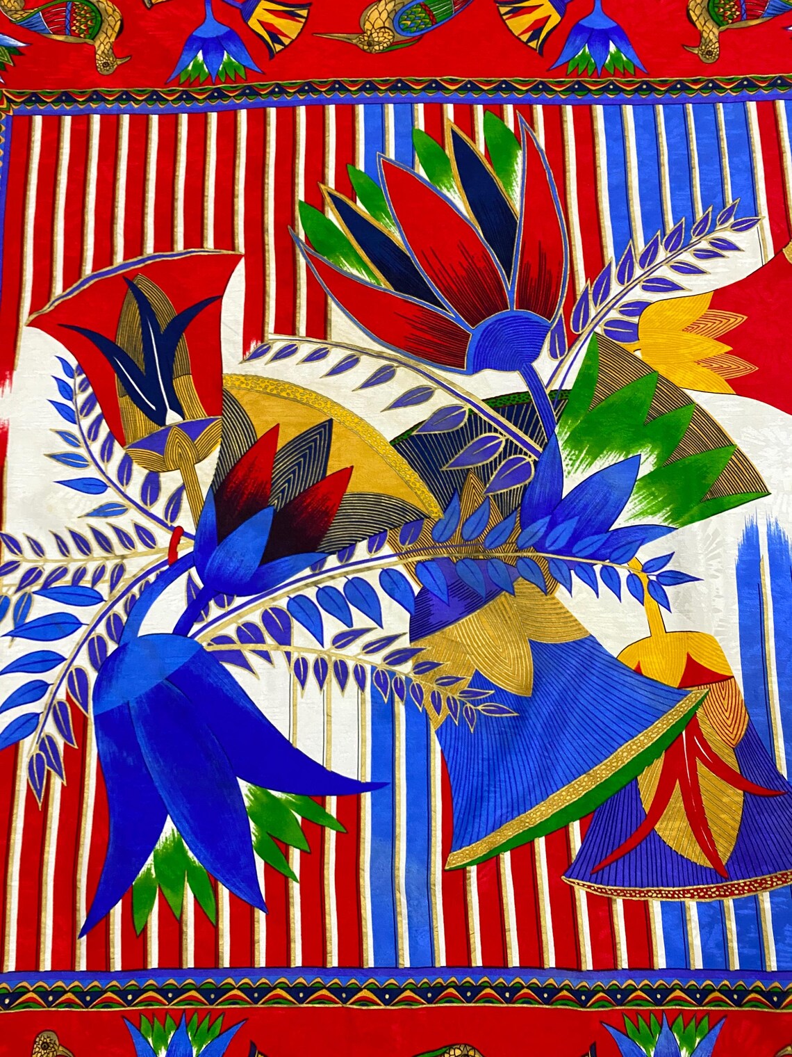 Vintage Lanvin Jacquard Animal Silk Scarf — Red